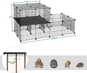 Dierenren - Extra Hoog - Verstelbaar - Knaagdierenren - Konijnen/Kippenren - Zwart