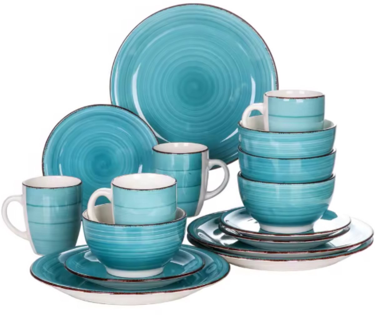 Elite Dinerborden - 4 persoons - 16 delig - Blauw Keramisch - Eetborden - Kleine Borden