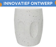 Betonnen Bijzettafel - Voor Tuin, Balkon of Woonkamer - Decoratief Accent met Faux Terrazzo - Lichtgewicht en Uniek Design