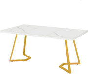 Moderne eetkamertafel Luvia - Woonkamer -Marmerlook Blad - 160cm