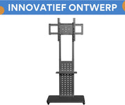 TV vloerstandaard verrijdbaar Vaylen - Ook Verticaal - Voor 32"-65" inch - Standaard statief universeel - In hoogte Verstelbaar - Zwart