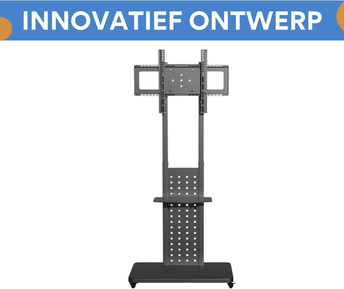 TV vloerstandaard verrijdbaar Vaylen - Ook Verticaal - Voor 32"-65" inch - Standaard statief universeel - In hoogte Verstelbaar - Zwart