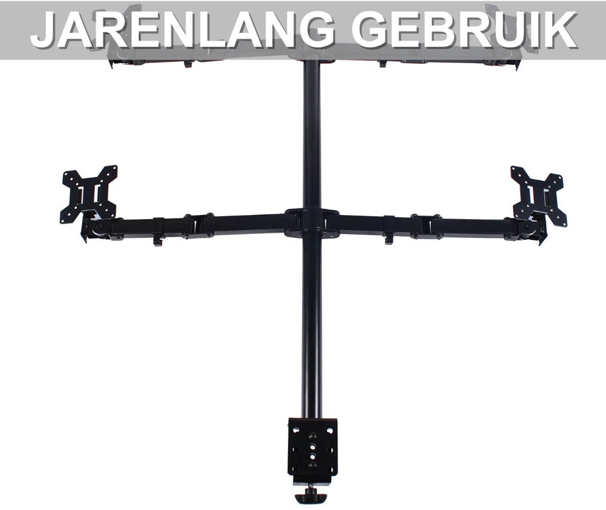 Monitor arm Quattro - Voor 4 schermen - Beugel - Voor kantoor en werkplek - Verstelbare bureausteun voor 4 schermen (10-27 inch) - Met universele basis