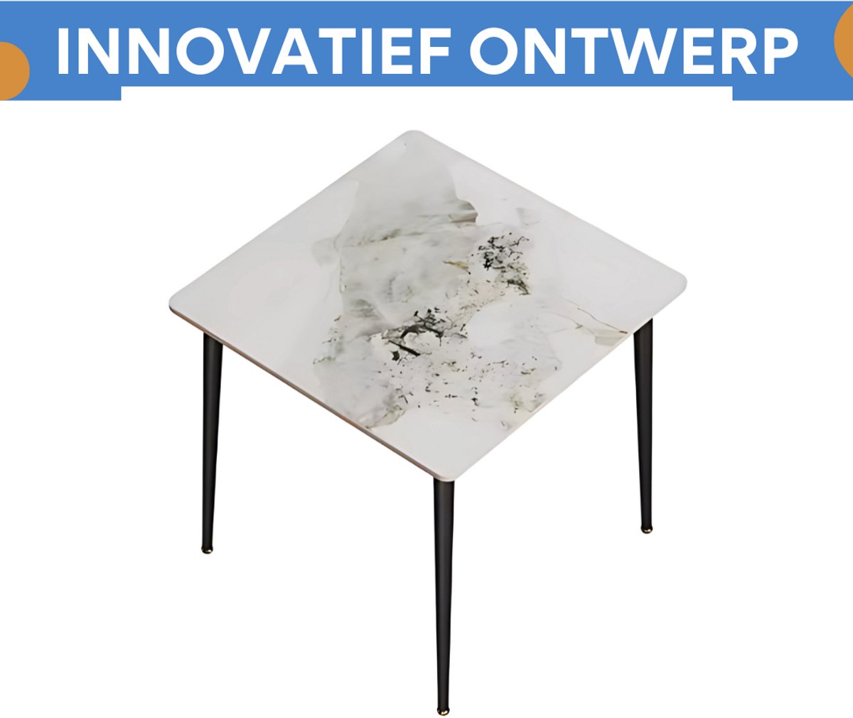 Marmeren Eetkamertafel 4 Personen - Glossy Groen - Metalen Poten - Voor Keuken, Restaurant & Café