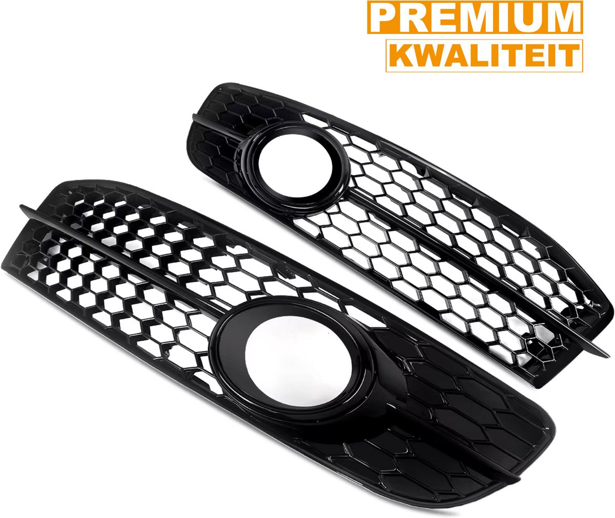 Voorbumper - Voor Audi A6 C6 S-Line 2009-2012 - Auto accessoires - Mistlichtgrille - Honingraat stijl - Gloss Zwart