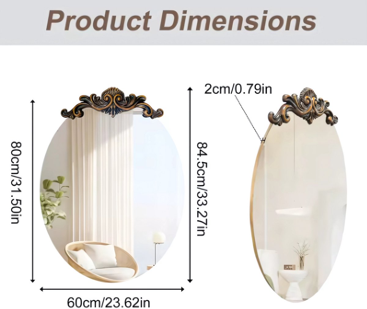 Ovale Badkamerspiegel Dublin - 60cm - Spiegel voor badkamer