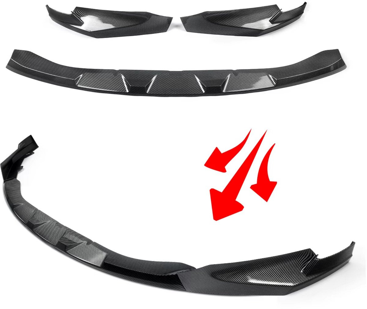 Voorbumper Lip Splitter Spoiler - Gloss Black - 3-delige Bodykit - Auto accessoires - Voor BMW G80 M3/G82 G83 M4 (2021-2022)