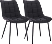 Happyment Luxe Eetkamerstoelen - Donkergrijs - Fauteuils met armleuning - Woonkamerstoelen - Keukenstoelen - Kuipstoel - Linnen - Set van 2