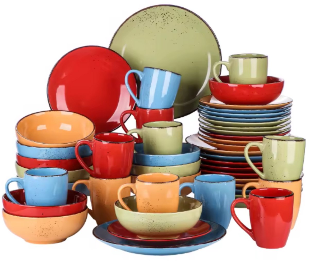 Fiorenzo Serviesset - 48 delig - 12 persoons - Mix kleuren - Dinerborden - Bordenset - Diepe borden - Ontbijtborden - Servies - Keukenservies