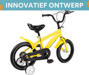Kinder driewieler Tavien 17 inch - Met zijwieltjes - Voor kinderen - Kinderfiets - Babyfiets - Peuterfiets - Geel- 1 tot 5 jaar