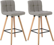 Barkruk Zilda - Met hoge rugleuning - Linnen - Barstoelen - Ergonomisch - Zithoogte 70cm - Grijs - Set van 2 - Keuken en bar