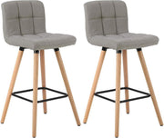 Barkrukken - Grijs - Linnen - Ergonomisch - Zithoogte 70cm - Set van 2