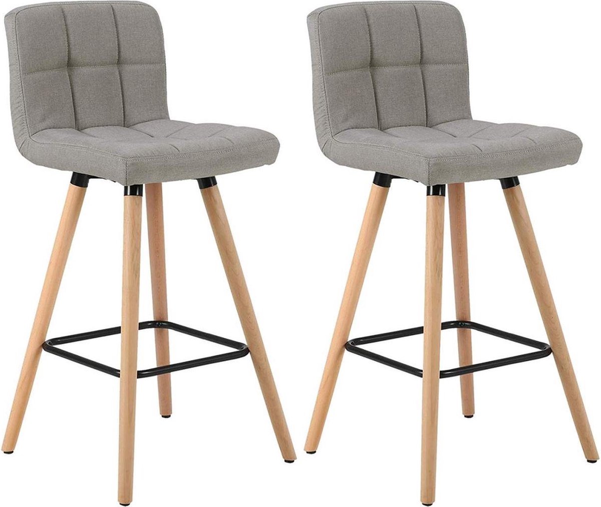 Barkrukken - Grijs - Linnen - Ergonomisch - Zithoogte 70cm - Set van 2