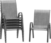 Tuinstoelen Fioren voor Buiten - Tuinstoelen met Teslin-stof Flex Comfort Materiaal en Staal-Ijzeren Frame, Hoge Rugleuning - Grijs - 6 stuks