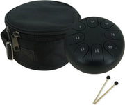 Happyment Stalen Tongdrum - Tongtrommel - Schijftrommel - Tong Drummer - Steel Tongue Drum - Klankschaal - Percussie Instrument - Handpan - Inclusief Drumsticks en Opbergtas - 8 Noten - 15cm - Zwart