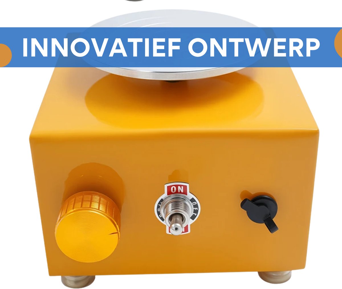 Mini Pottenbakkersschijf - Draaischijf - Pottenbakken - Voor Onderwijs, DIY & Winkels -Geel