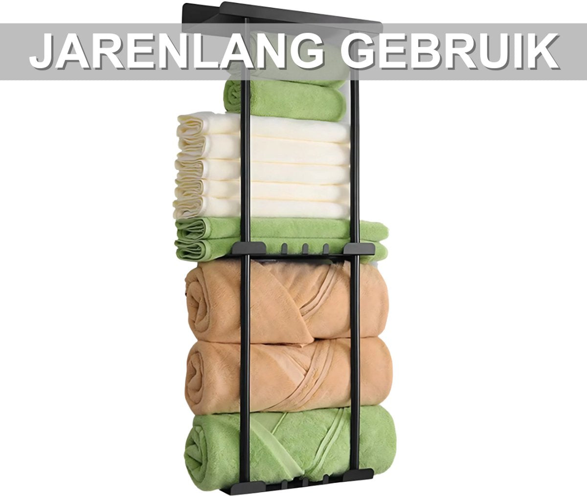 Handdoekenrek badkamer - 80cm - Voor Badkamer en Keuken - Handdoekrek - 3 lagen - Wandmontage