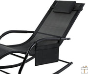 Happyment Ligstoel deluxe - Zonnebed - Strandstoel - Ligbed tuin - Zwart - Tuinstoelen
