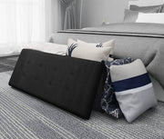 Luxe Opbergbank Zico - Met opbergruimte - Zitbank Poef - Voetenbank - Opbergbox hocker - Zitkist met deskel - Black - Velvet - 110x37.5x38cm