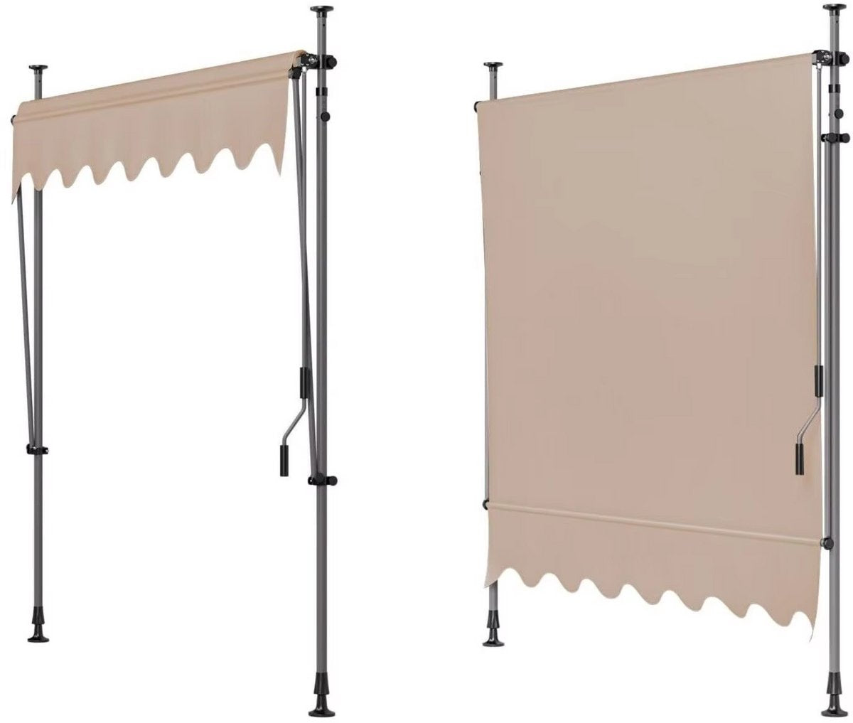 Luifel Balkon Tavien - Luifelklem voor Tuin en Zonbescherming - Intrekbare, UV-bestendige Luifel zonder Boren - 2x1,2m - Khaki
