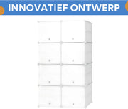 Schoenenkast - Voor Hal, Woonkamer of Slaapkamer - Schoenenrek met 8 Compartimenten - Ruimtebesparende Organizer - 94x144x36.5 cm