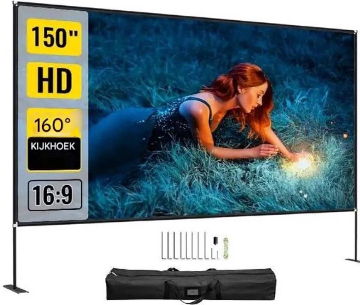 XXL Projectorscherm - 150 Inch - Inclusief standaard - 4K Full HD kwaliteit