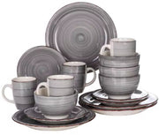 Lorentino Serviesset - 16 delig - 4 persoons - Grijs - Dinerborden - Bordenset - Diepe borden - Ontbijtborden - Servies - Keukenservies