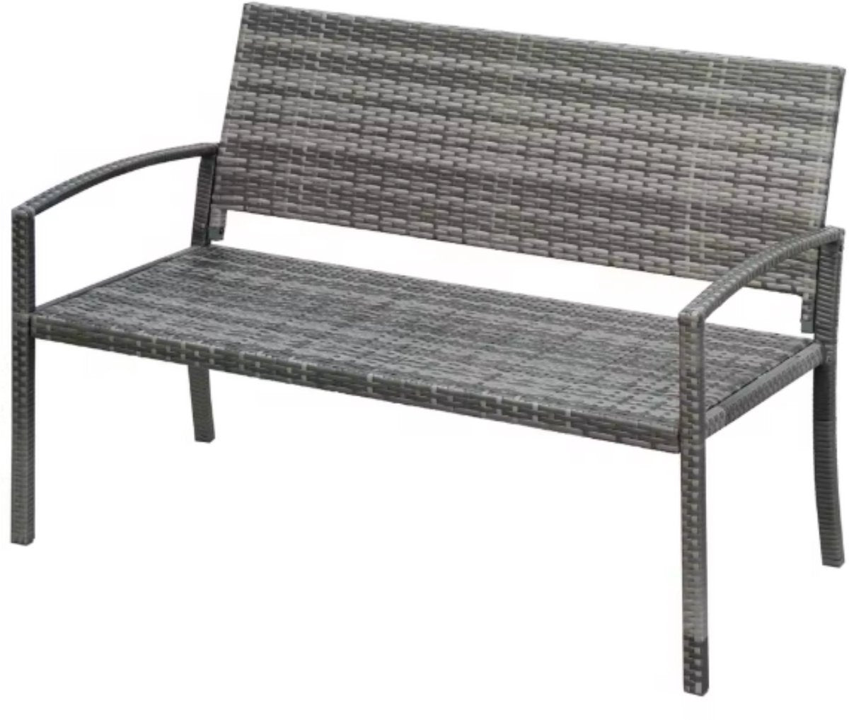 Tuin bank Vaylen - Twee zits bankje - Voor Buiten & Veranda - All-Weather PU-Rieten Design met Stalen Frame - Lichtgewicht en Eenvoudige Montage - Tuinmeubilair - Grijs