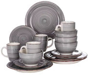 Moderno Lorentino Serviesset - 16 delig - 4 persoons - Grijs - Dinerborden - Bordenset - Diepe borden - Ontbijtborden - Servies - Keukenservies