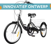 Driewieler Lissabon - 8 versnellingen - Fiets voor volwassenen en senioren - 20 Inch - Opvouwbare Trike - Met mand - Voorrem - Zwart