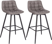 Barkruk Miso Industrial - Donkergrijs - Barkrukken set van 2 - Barstoel Kruk - Barstoelen met rugleuning - Keukenstoel - Kunstleer