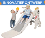 Kinderglijbaan Opulence - 3 in 1 - Met Basketbalring - Verstelbaar - Speeltoestel - Losse glijbaan - Voor binnen en buiten - Wit