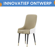 Luxe Eetkamerstoelen Paris - Set van 2 - Met Hoge Dichtheid Sponsschuim - Elegante Keuken- of Restaurantstoel - Lounge - Khaki