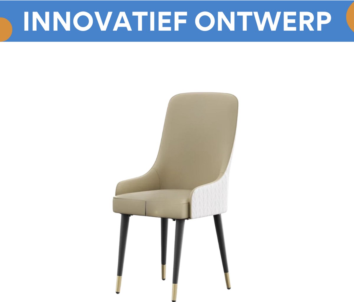 Luxe Eetkamerstoelen Paris - Set van 2 - Met Hoge Dichtheid Sponsschuim - Elegante Keuken- of Restaurantstoel - Lounge - Khaki