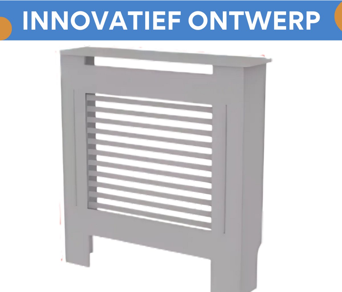 Radiatorombouw - 78x92 cm - Ombouw rooster - Horizontale panelen - MDF - Stijlvol - Grijs