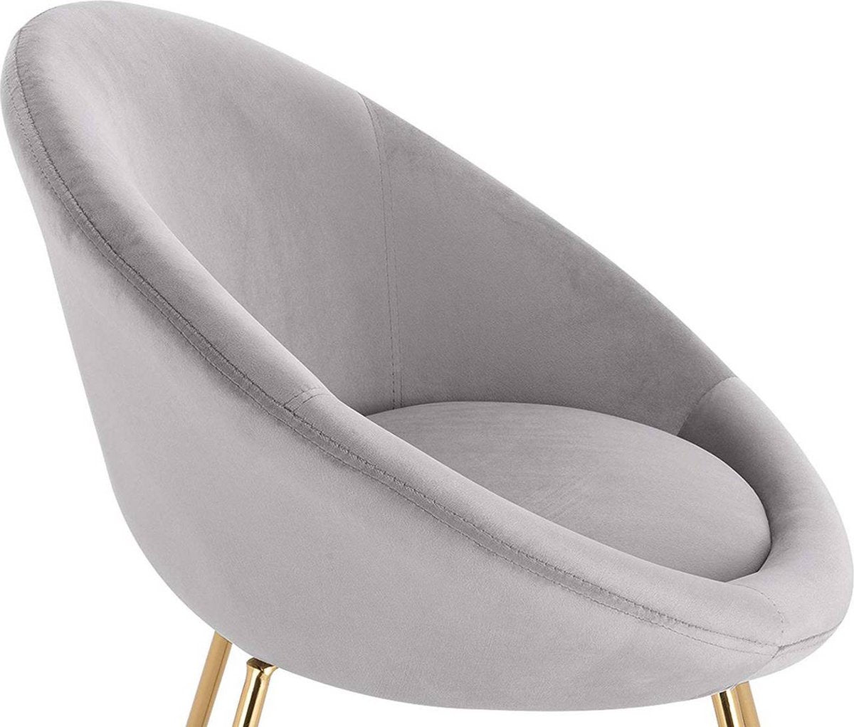 Happyment Bezoekersstoel Leri - Eetkamerstoel - Lichtgrijs Velvet - Metalen poten - Set van 1 - Zithoogte 44 cm - Deluxe