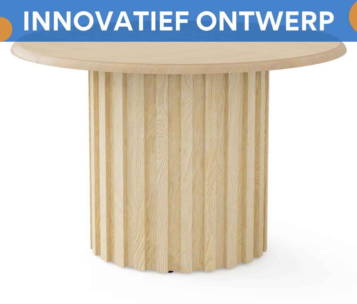 Eettafel Opula - Ronde - 110cm - Voor 4 personen - Voor Keuken of eetkamer - Naturel