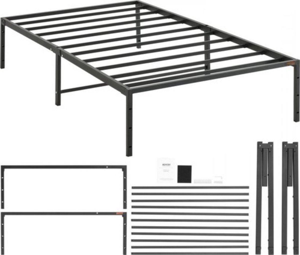Bedframe met lattenbodem - 100x200cm - Eenpersoonsbed - Platformbed - Stalen Frame - 272kgdraagvermogen - Met Opbergruimte - Zwart