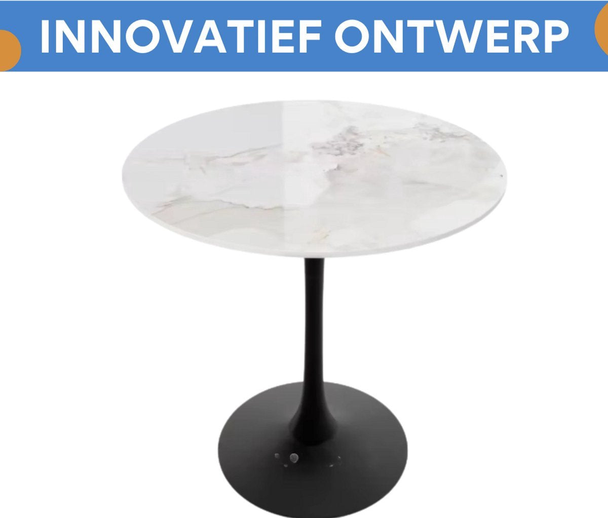 78 cm Hoge Vrije Tijd Ronde Keuken Eettafel Fioren - Gesinterde Stenen Top en Voetstuk Base - Bistro Tafel
