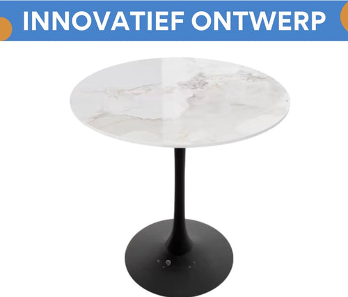 78 cm Hoge Vrije Tijd Ronde Keuken Eettafel Fioren - Gesinterde Stenen Top en Voetstuk Base - Bistro Tafel