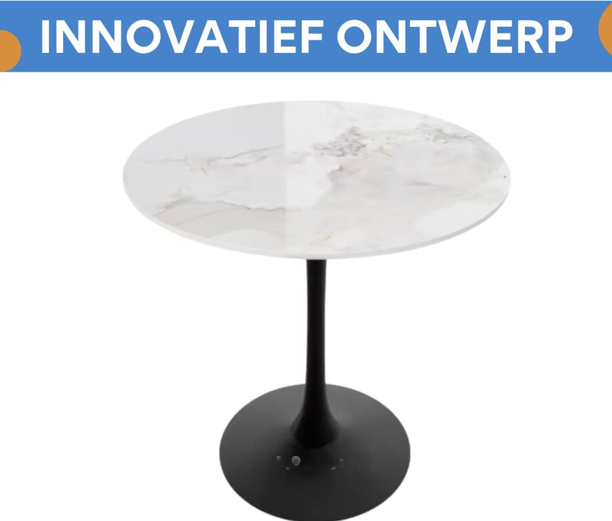 78 cm Hoge Vrije Tijd Ronde Keuken Eettafel - Gesinterde Stenen Top en Voetstuk Base - Bistro Tafel