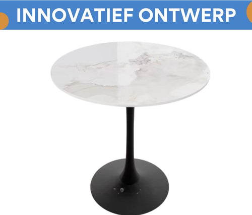 78 cm Hoge Vrije Tijd Ronde Keuken Eettafel - Gesinterde Stenen Top en Voetstuk Base - Bistro Tafel