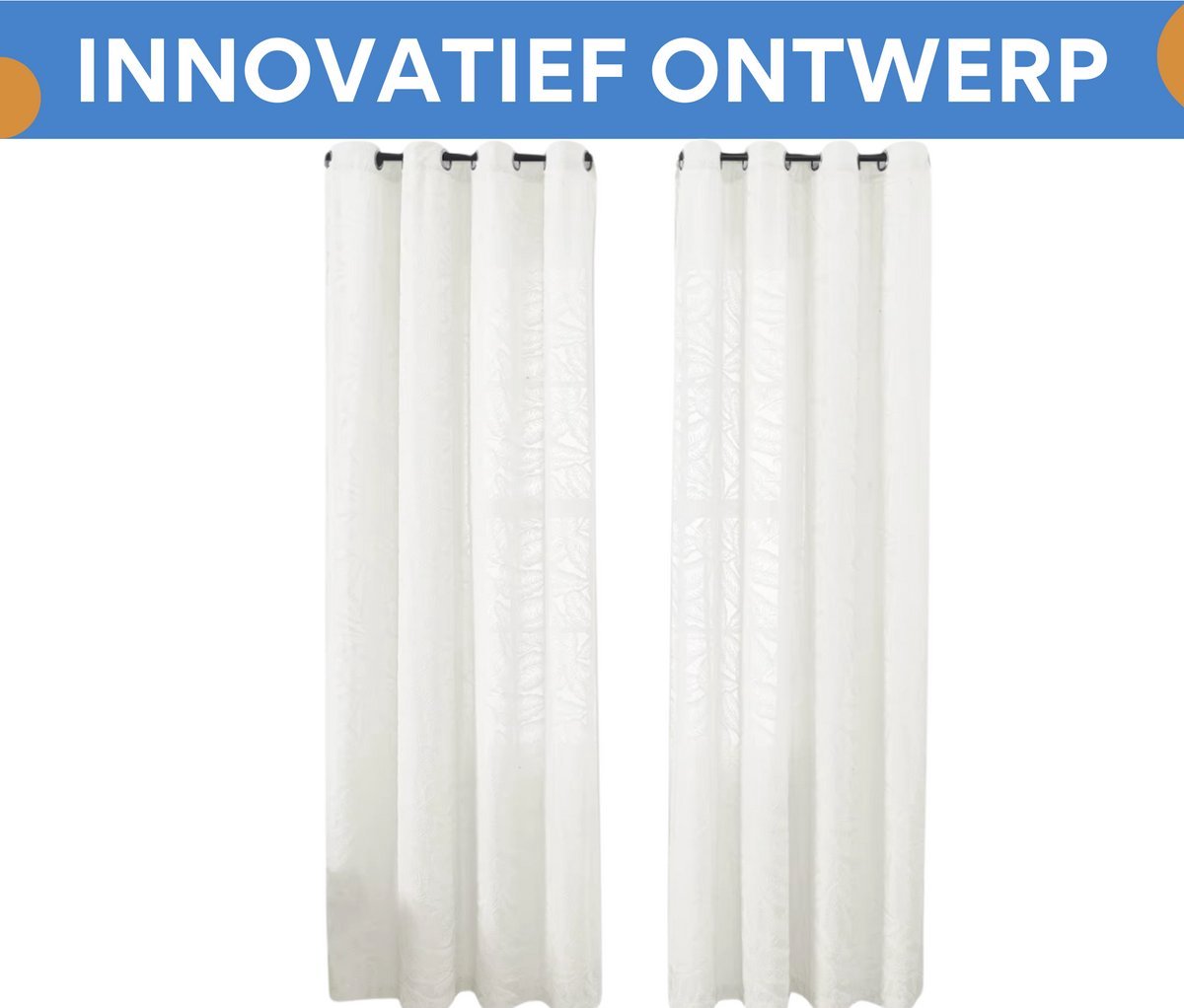 Gordijnen Valora - Lulu - Lichtdoorlatend - Met ringen - 140x213cm - Voor woonkamer & slaapkamer - Wit