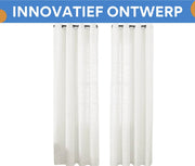 Gordijnen Lulu - Lichtdoorlatend - Met ringen - 140x213cm - Voor woonkamer & slaapkamer - Wit