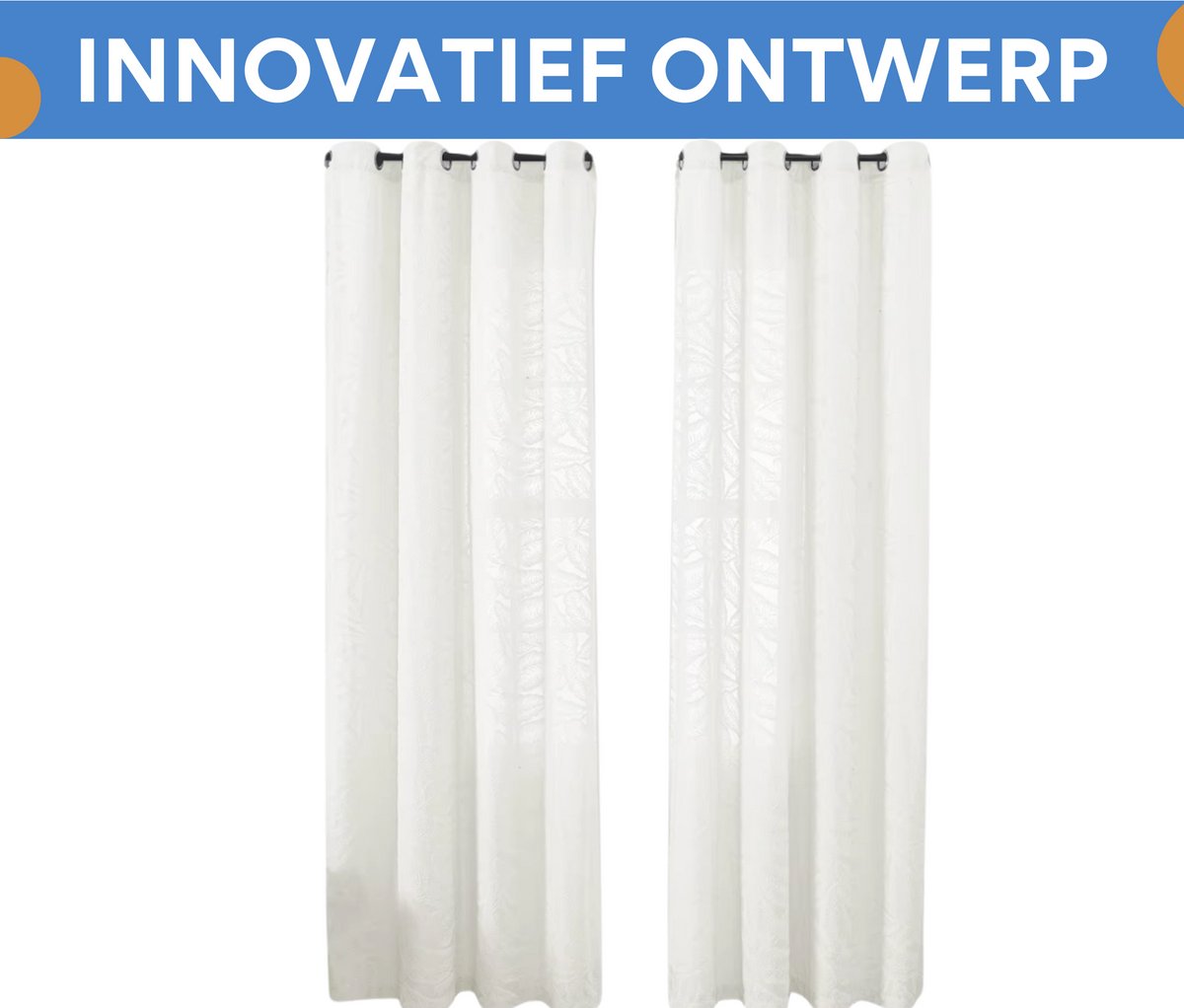 Gordijnen Lulu - Lichtdoorlatend - Met ringen - 140x213cm - Voor woonkamer & slaapkamer - Wit