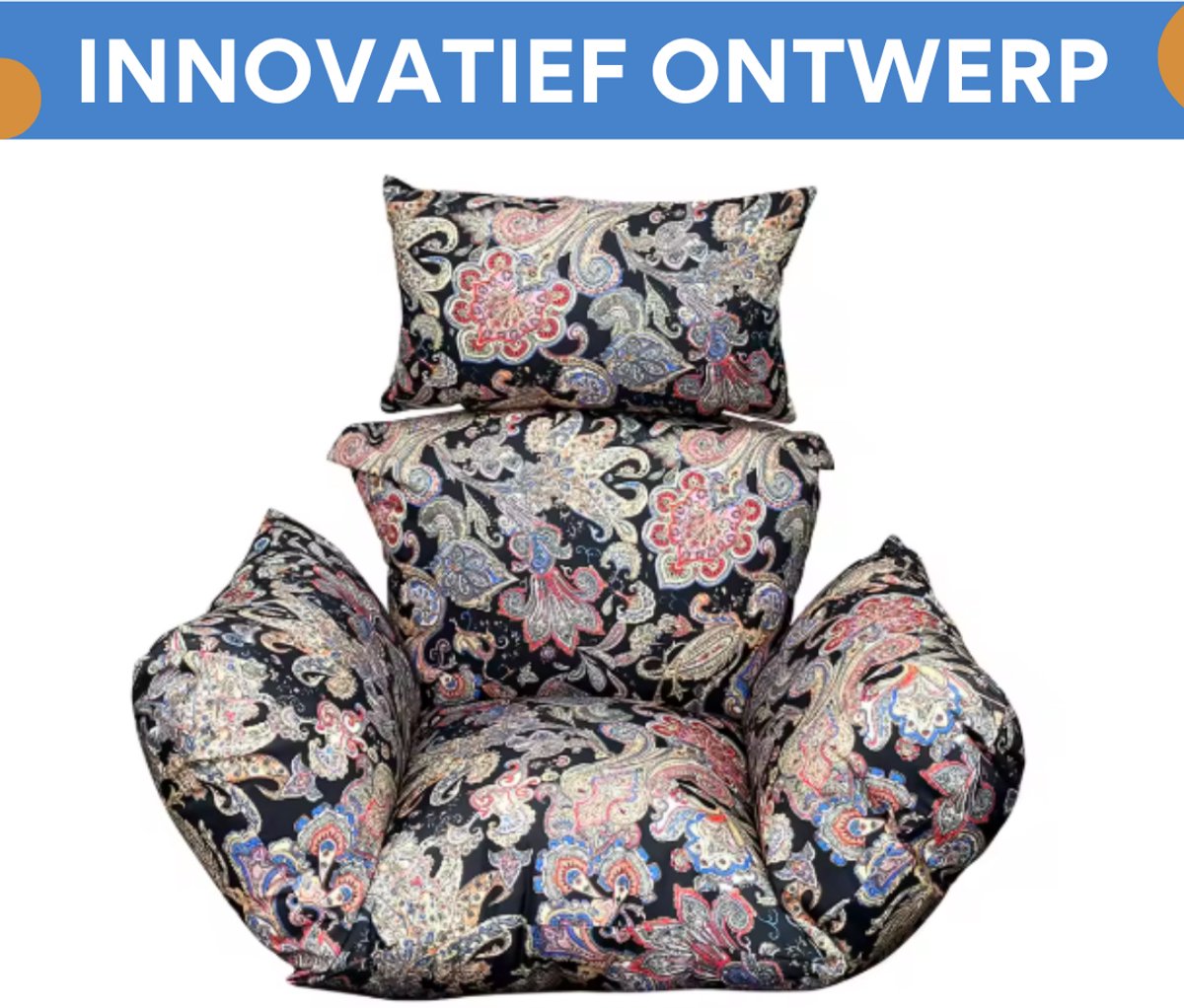 Zitkussen voor egg hangstoel - Waterdicht - Zwart - Voor Egg chair - Tuinschommel & Terras - Afneembaar en Wasbaar