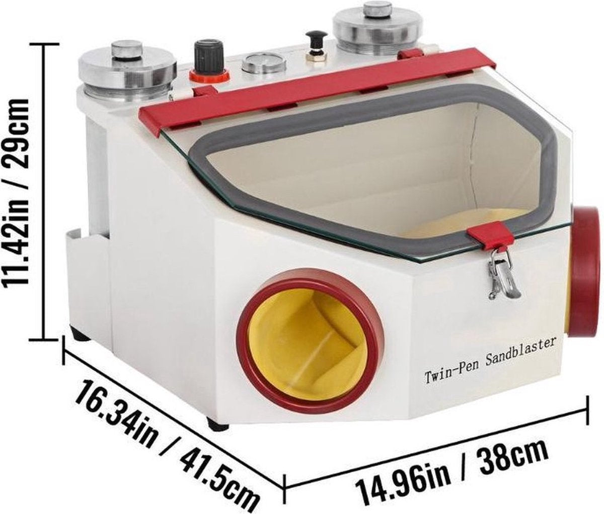 Happyment Zandstraalcabine - Polijstmachine - LED verlichting - Voetpedaal - Wit - Metaal