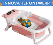 Babybadje - Roze - Temperatuurweergave - Baby bad met standaard - Zitbad - Kinderbad - Opvouwbaar