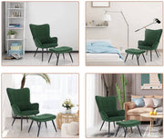 Moderne Fauteuil met hocker - Armleuning - Voetenbank Woonkamer stoel - Corduroy - Groen