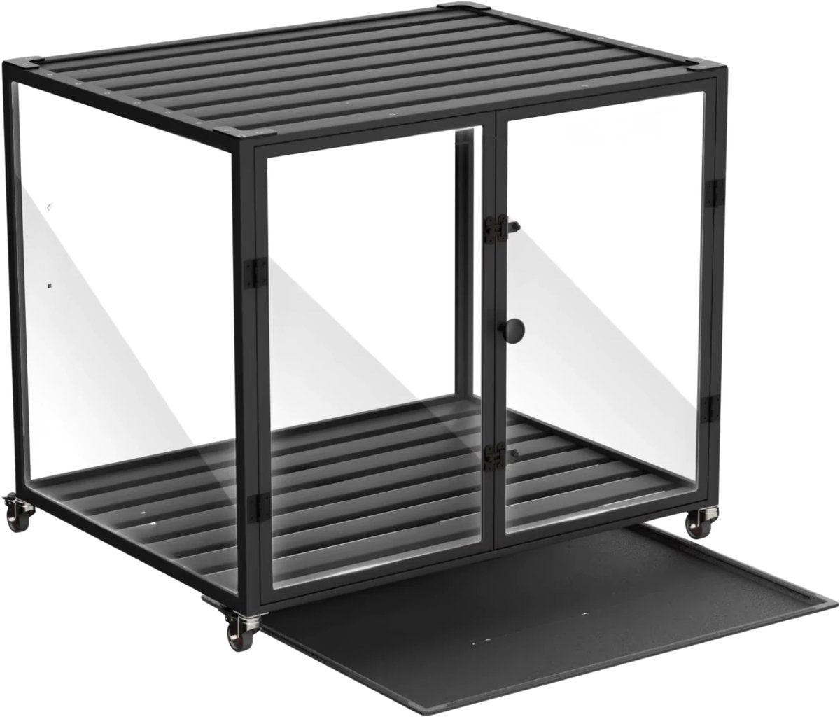 Hondenbench Cleany - Op wieltjes - Gehard glas - Hondenkennel - Met Aluminium Frame - 76cm